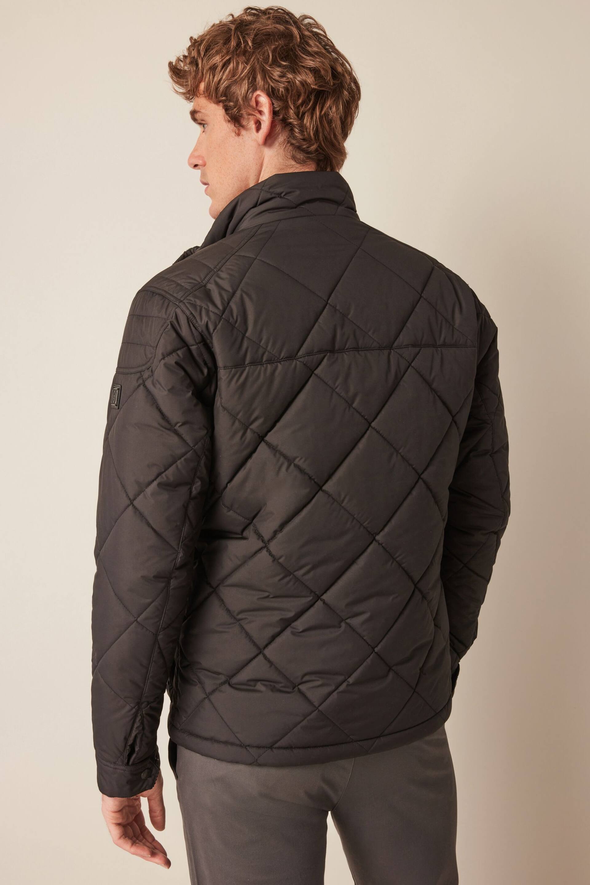 Black Diamond Quilt Biker Coat - Image 3 of 18