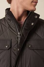 Black Diamond Quilt Biker Coat - Image 5 of 18