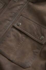 Brown Four Pocket Nubuck Leather Biker Jacket - Image 11 of 11