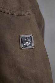 Brown Four Pocket Nubuck Leather Biker Jacket - Image 5 of 11