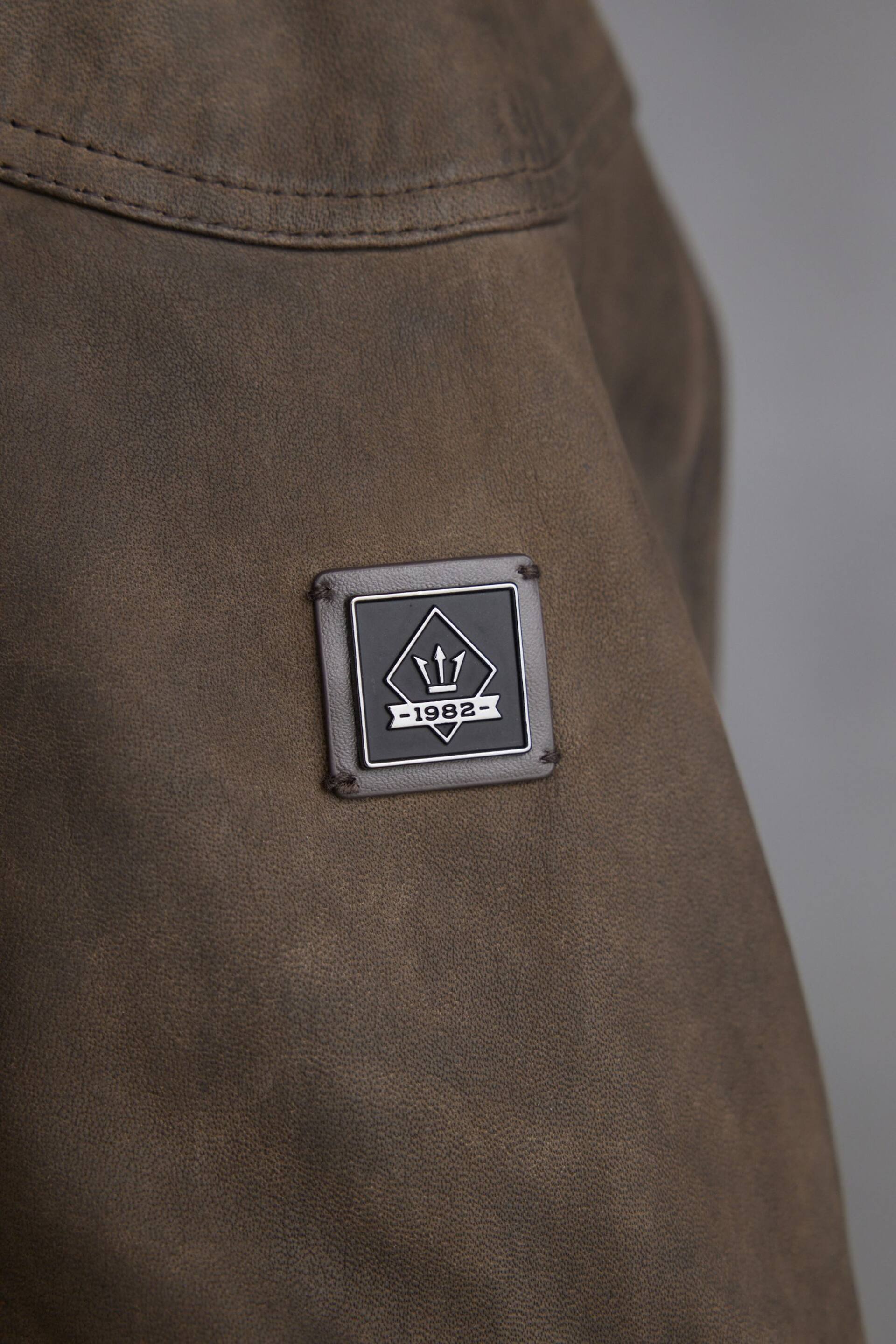 Brown Four Pocket Nubuck Leather Biker Jacket - Image 5 of 11