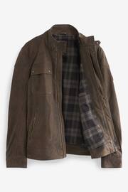 Brown Four Pocket Nubuck Leather Biker Jacket - Image 8 of 11