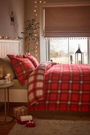 Red Check Reversible Christmas Brushed Cotton Oxford Duvet Cover and Pillowcase Set - Image 5 of 9