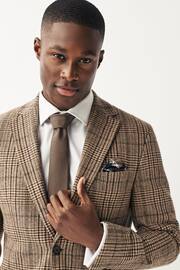 Brown Slim Wool Content Check Suit Jacket - Image 5 of 12