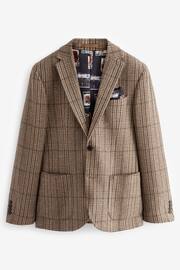 Brown Slim Wool Content Check Suit Jacket - Image 6 of 12