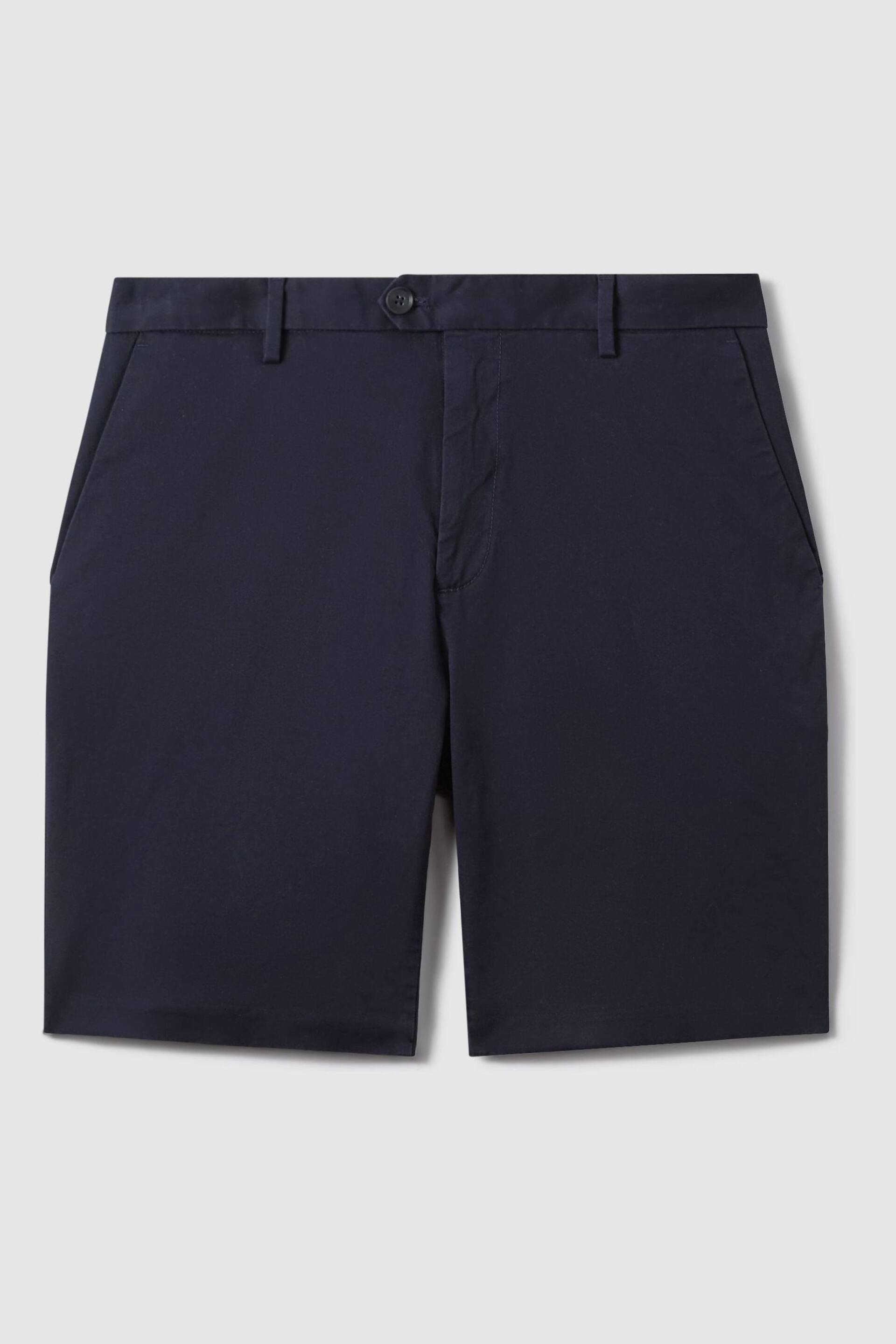 Reiss Navy Wicket Modern Fit Cotton Blend Chino Shorts - Image 2 of 6