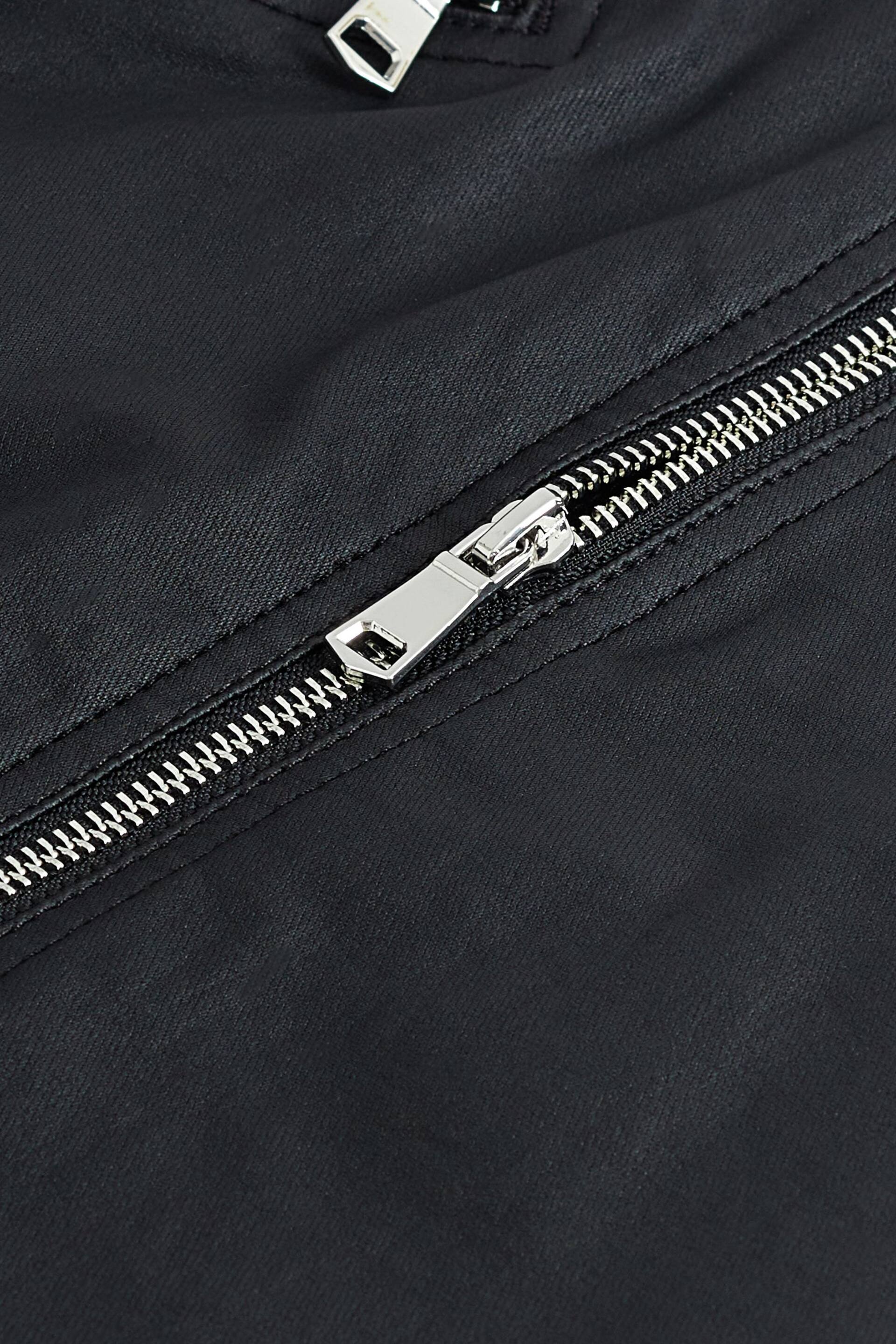 Black Coated Denim Zip Mini Skirt - Image 5 of 5