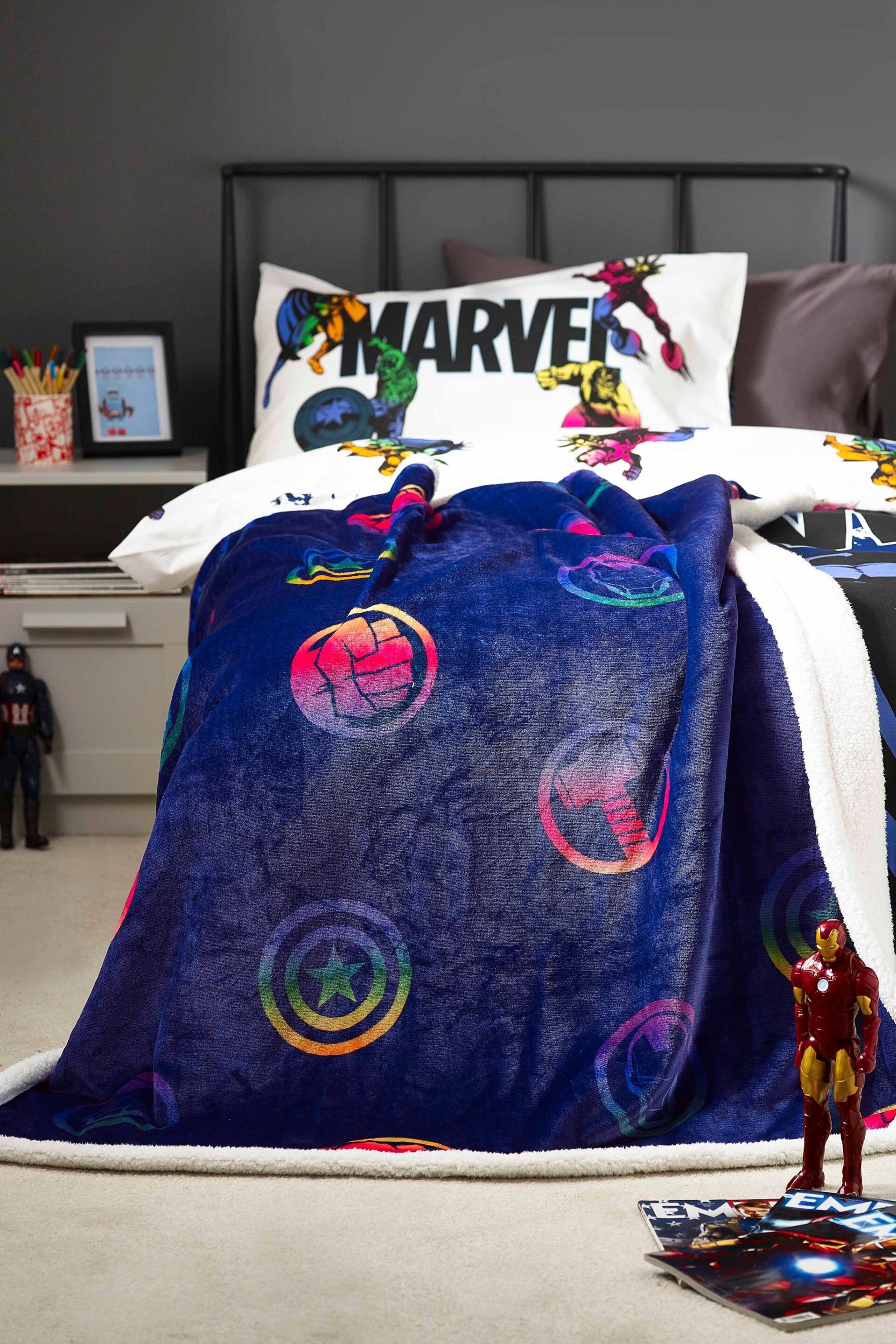 Blue Marvel Teddy Disney Fleece Throw - Image 1 of 4