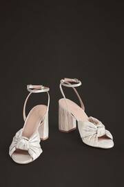 LK Bennett Eliana White Metallic Crinkle Satin Wedding Sandals - Image 2 of 4