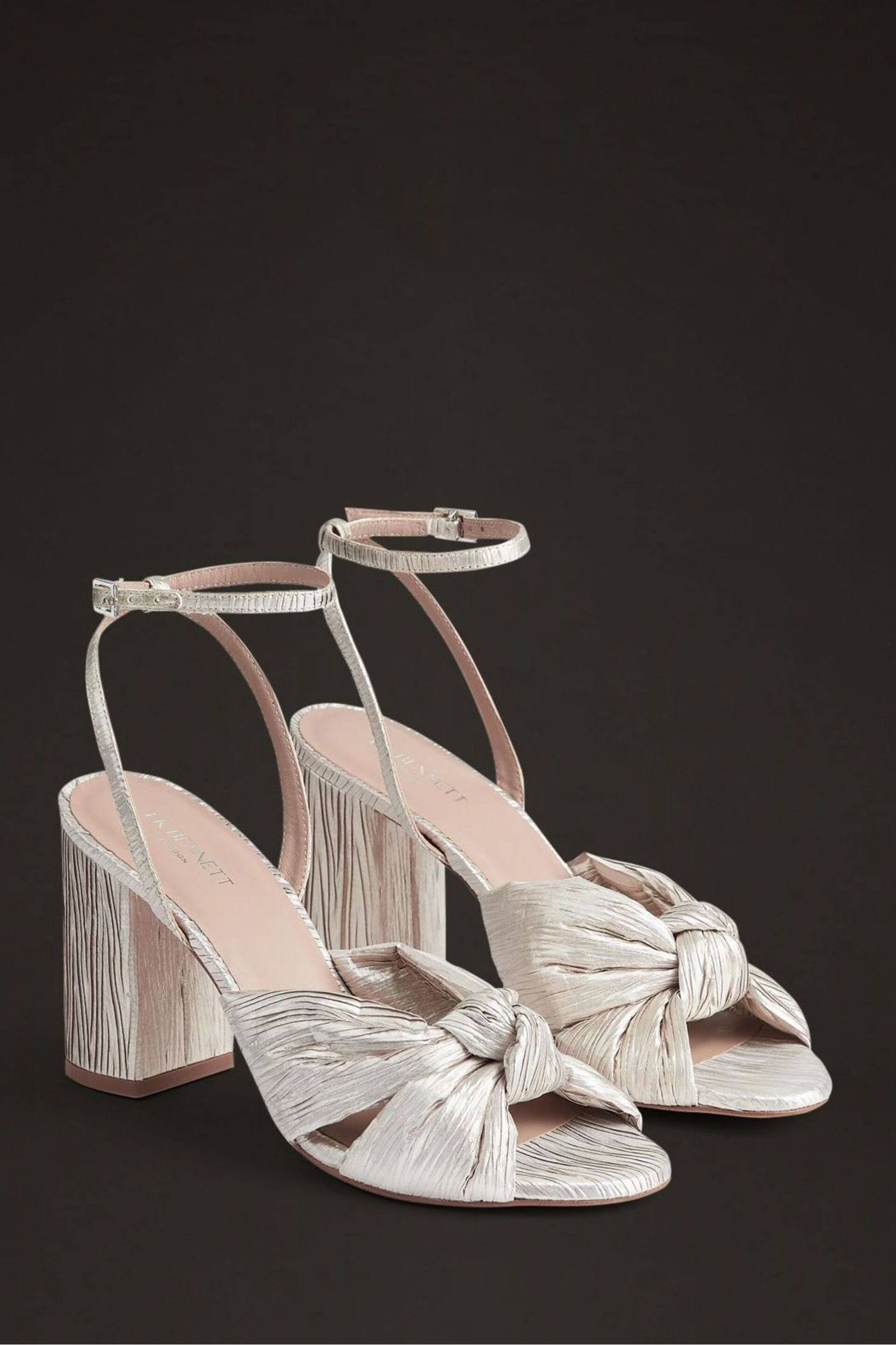 LK Bennett Eliana White Metallic Crinkle Satin Wedding Sandals - Image 3 of 4