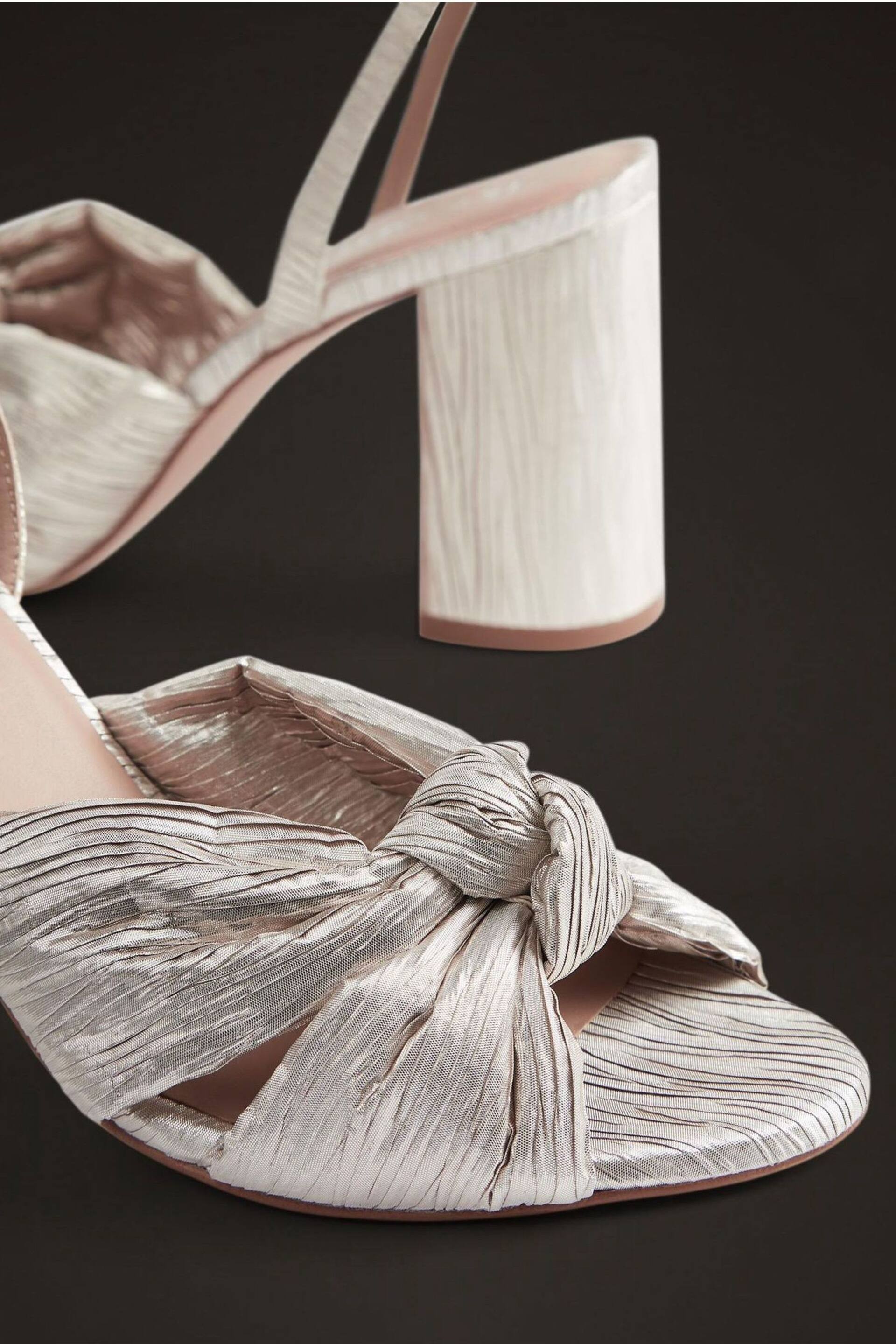 LK Bennett Eliana White Metallic Crinkle Satin Wedding Sandals - Image 4 of 4