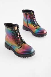 Rainbow Metallic Wide Fit (G) Warm Lined Lace-Up Boots - Image 1 of 5
