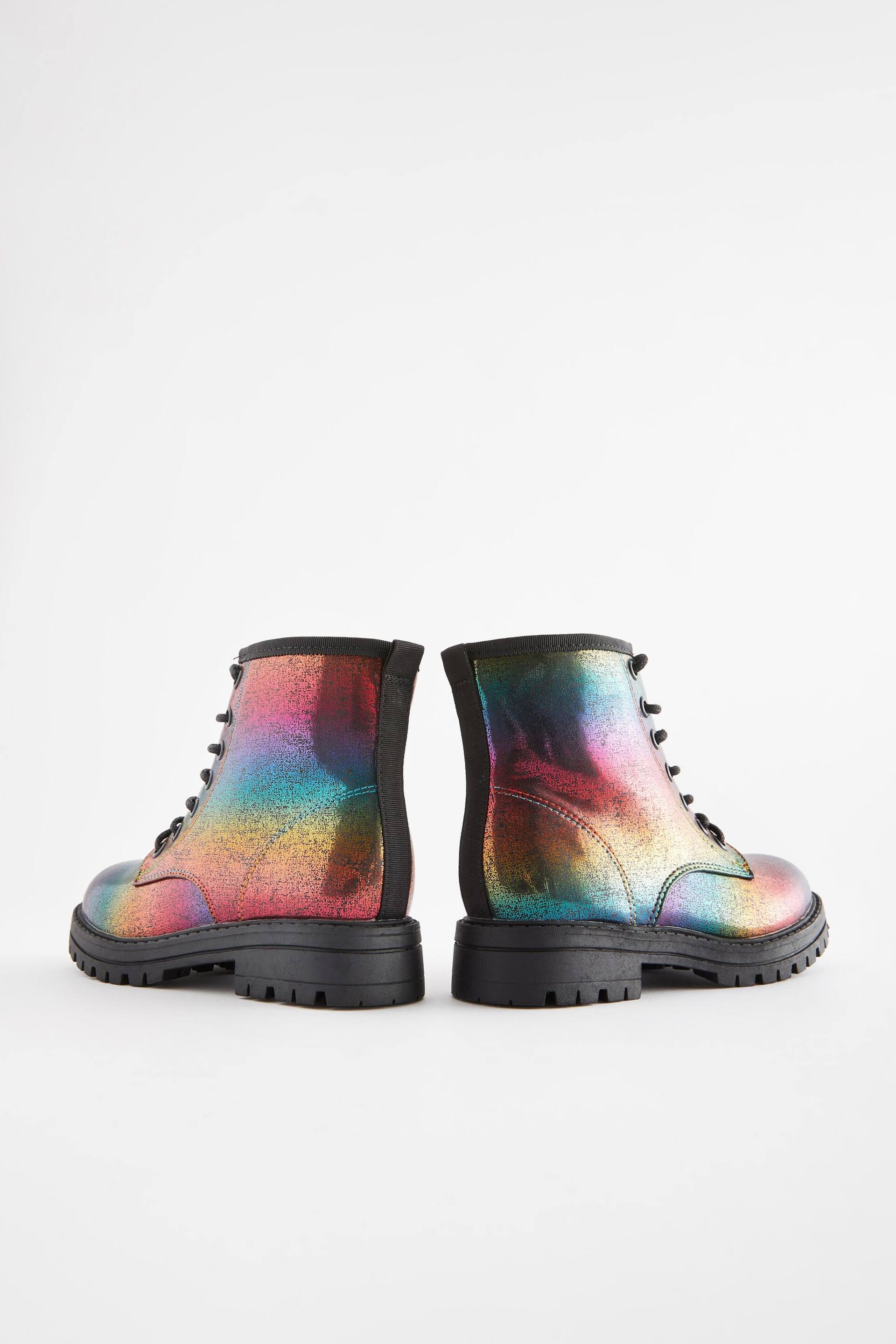 Rainbow Metallic Wide Fit (G) Warm Lined Lace-Up Boots - Image 3 of 5