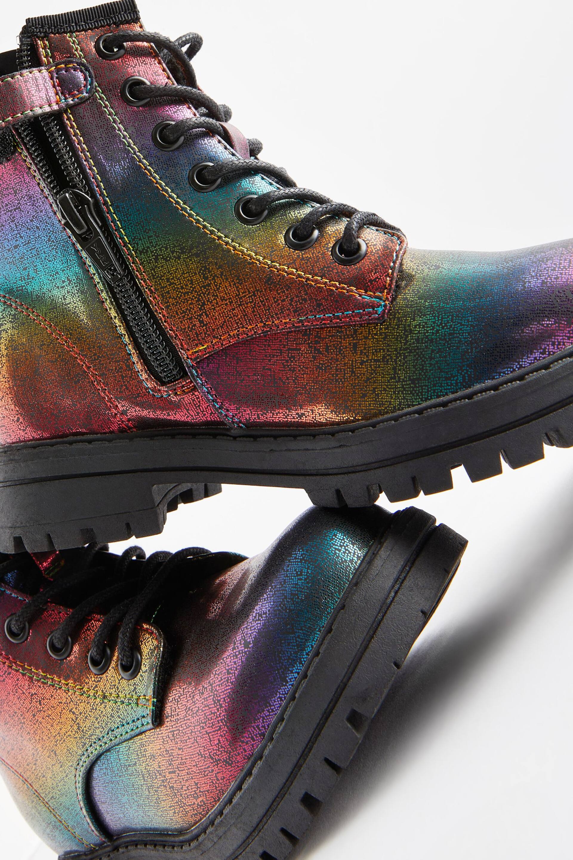 Rainbow Metallic Wide Fit (G) Warm Lined Lace-Up Boots - Image 4 of 5