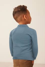 Blue Long Sleeve Textured Zip Polo Shirt (3mths-7yrs) - Image 3 of 7