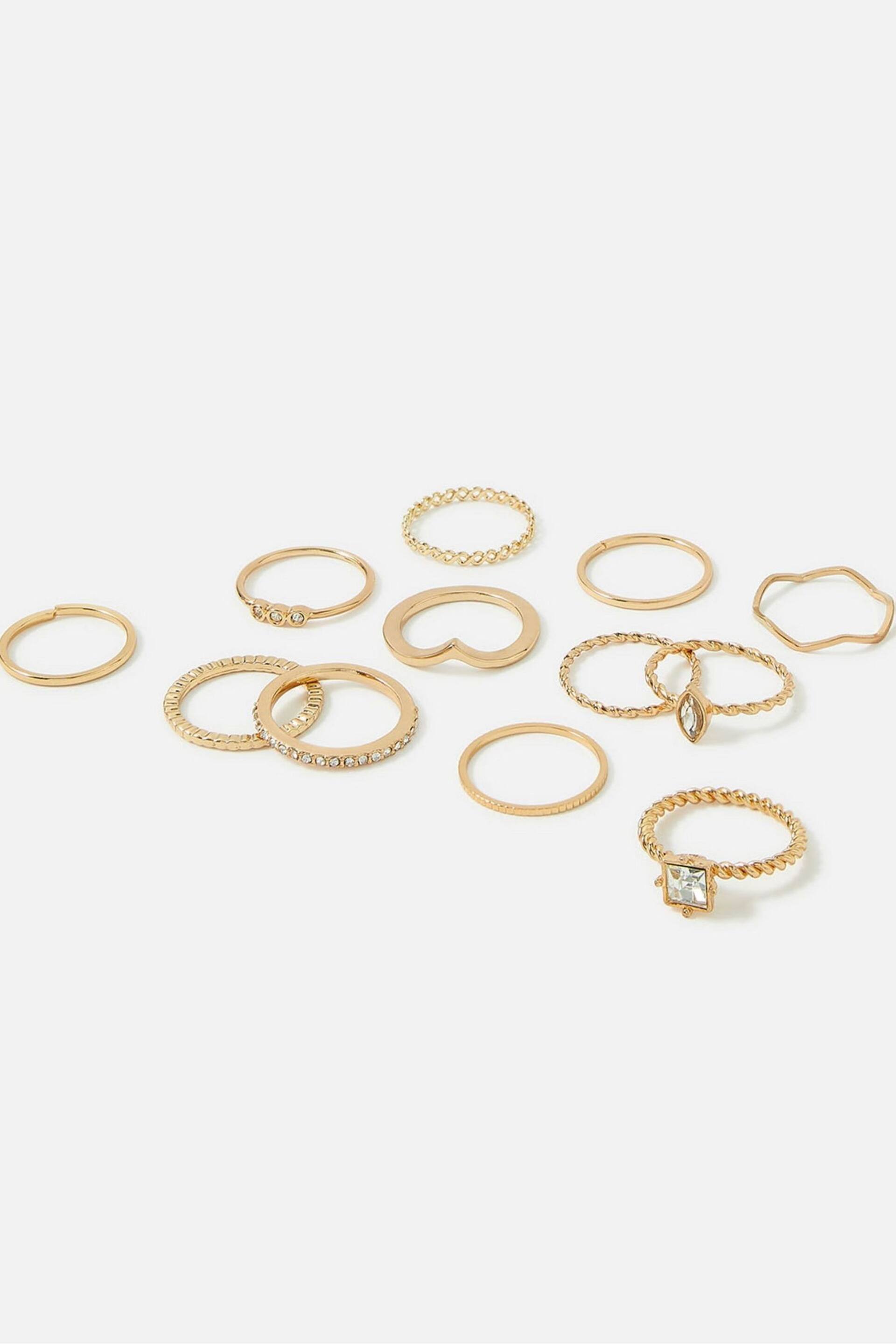 Accessorize Gold Tone Crystal Rings 12 Pack - Image 1 of 3
