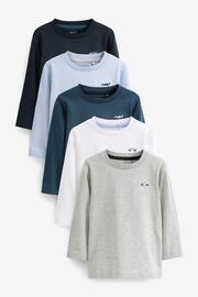 Blue/Navy 5 Pack Long Sleeve T-Shirts (3mths-7yrs) - Image 1 of 3