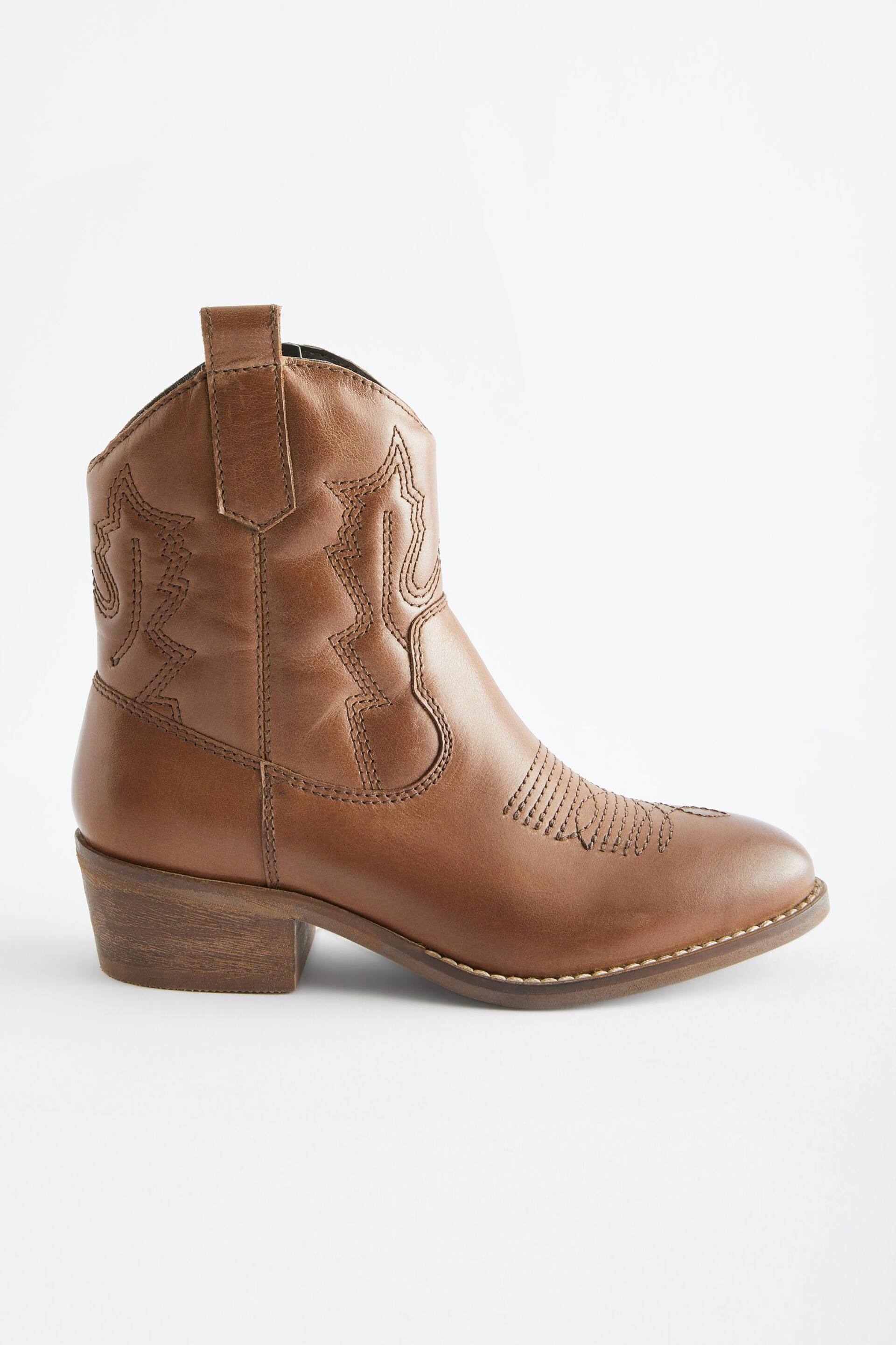 Tan Brown Western Heel Boots - Image 2 of 5