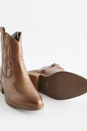 Tan Brown Western Heel Boots - Image 3 of 5