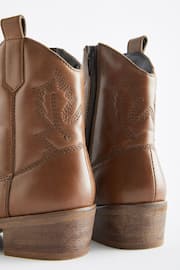 Tan Brown Western Heel Boots - Image 4 of 5