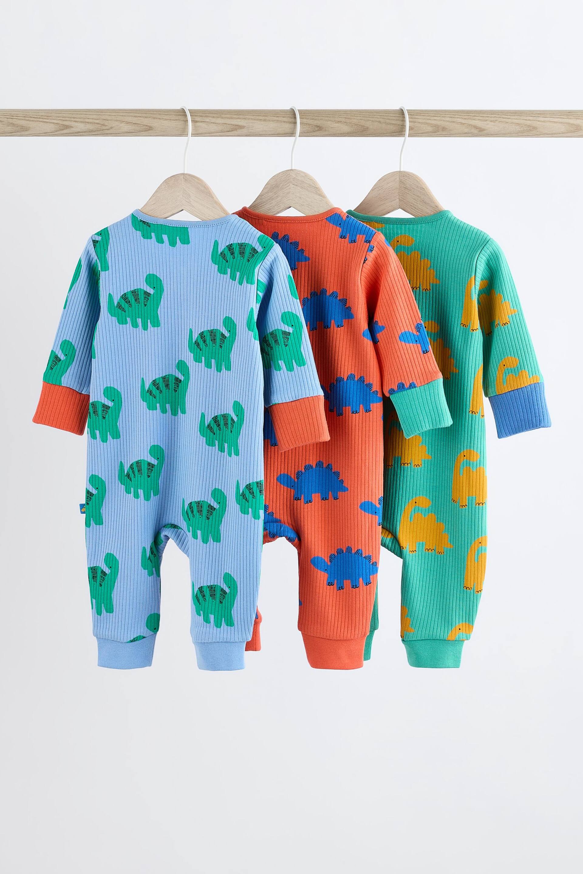 Bright Dino Zip Baby Sleepsuits 3 Pack (0-3yrs) - Image 6 of 16