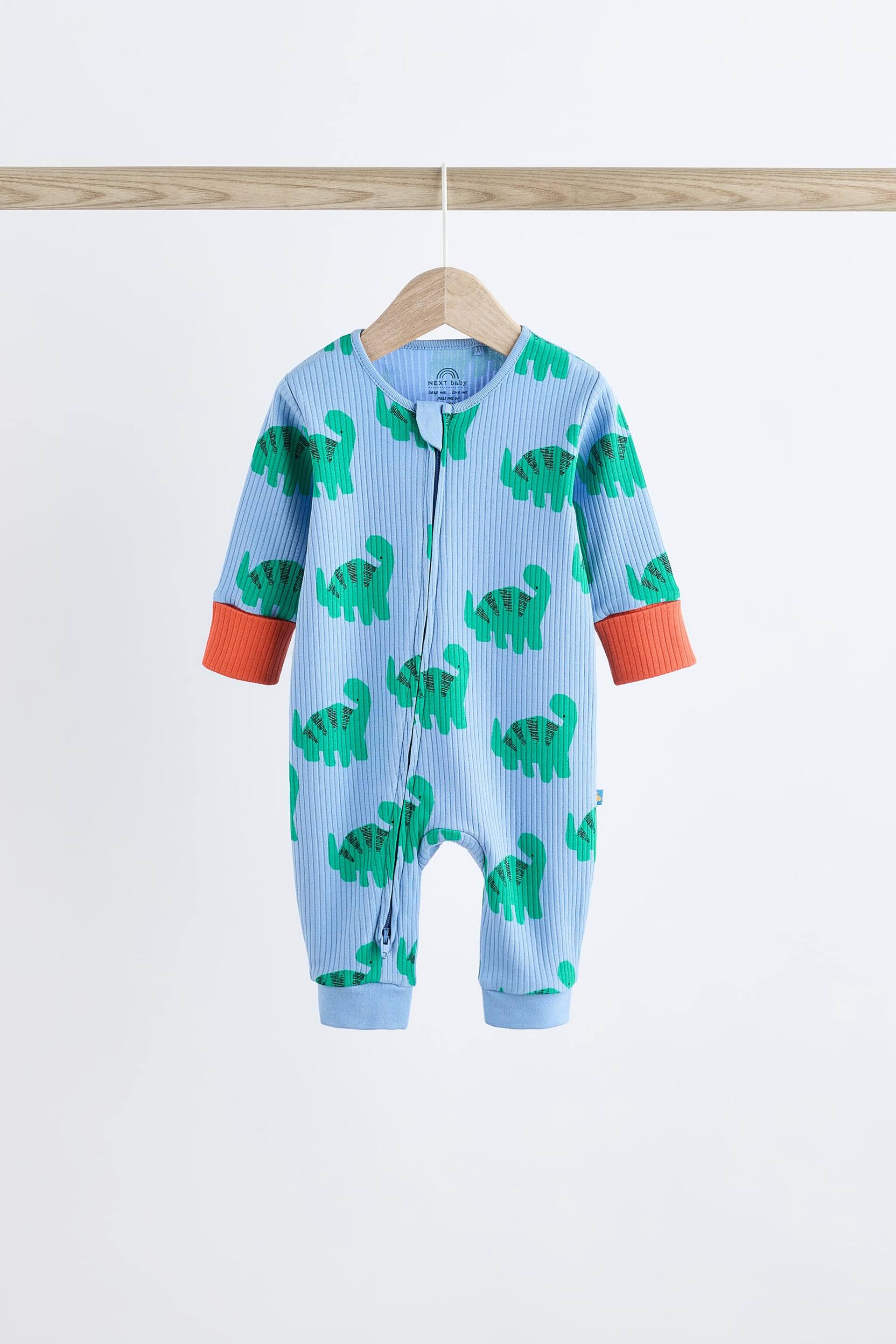 Bright Dino Zip Baby Sleepsuits 3 Pack (0-3yrs) - Image 7 of 16