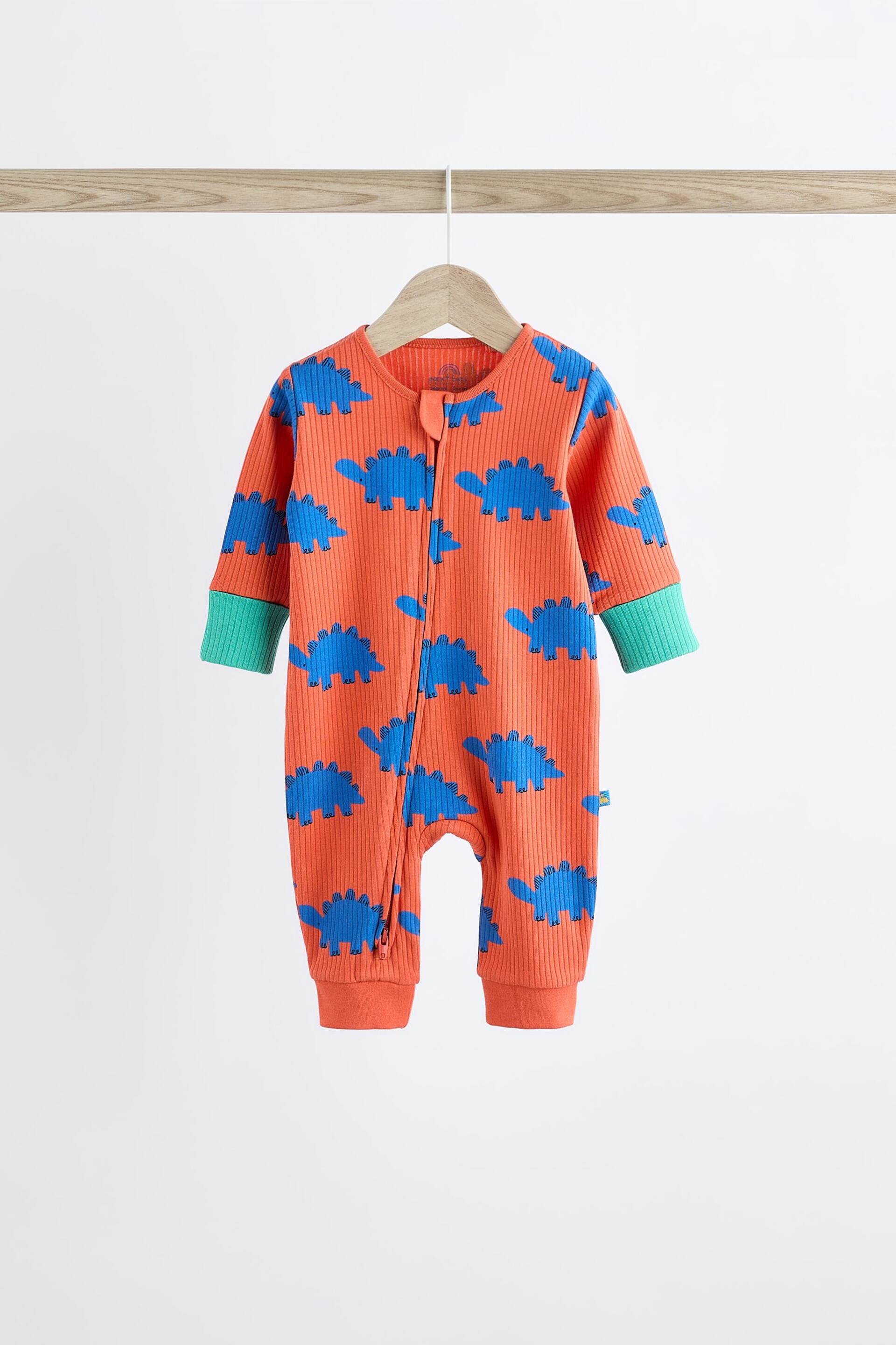 Bright Dino Zip Baby Sleepsuits 3 Pack (0-3yrs) - Image 9 of 16