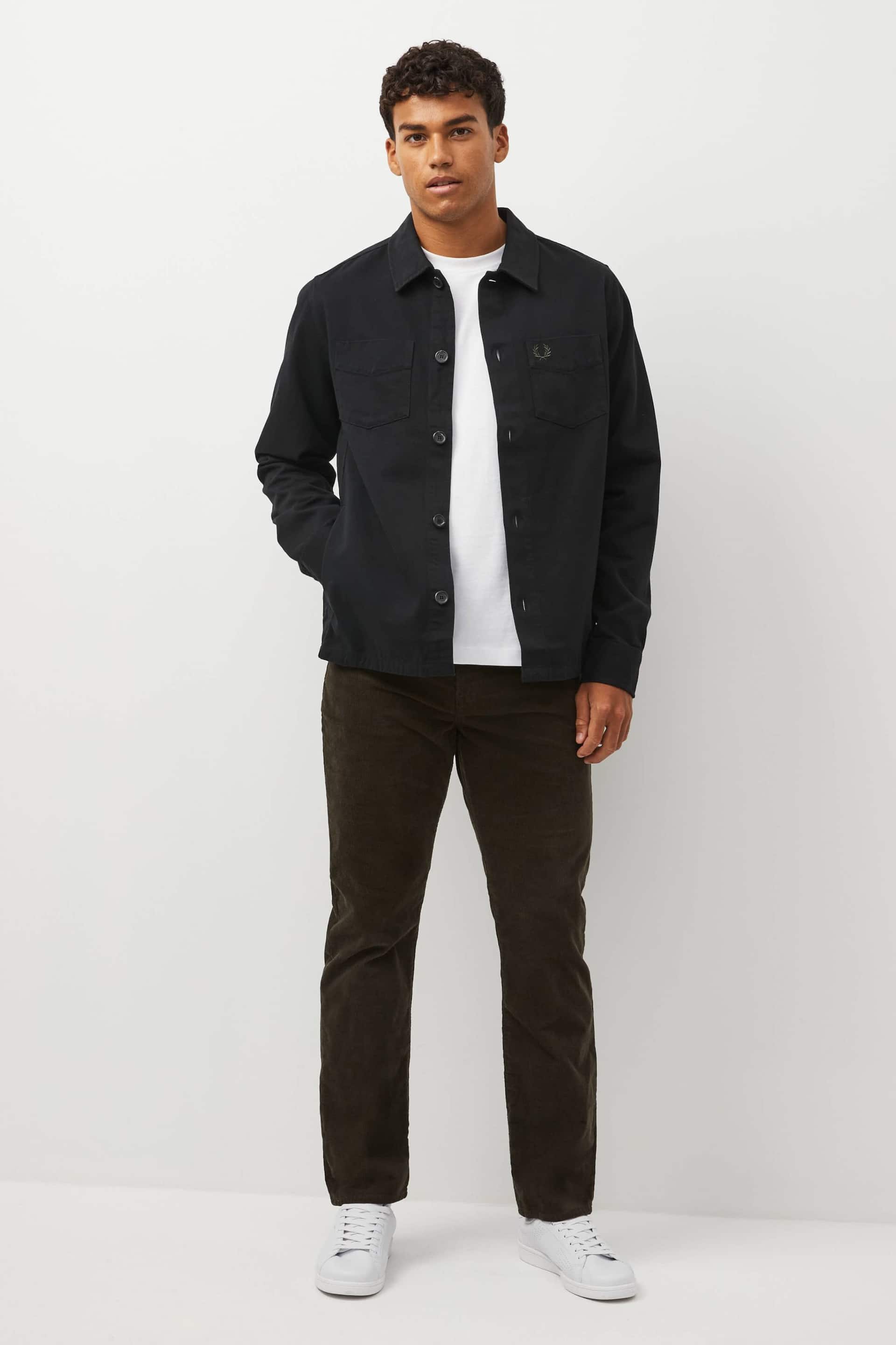 Fred Perry Black Twill Shacket Overshirt - Image 4 of 9