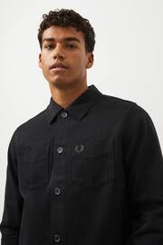 Fred Perry Black Twill Shacket Overshirt - Image 5 of 9