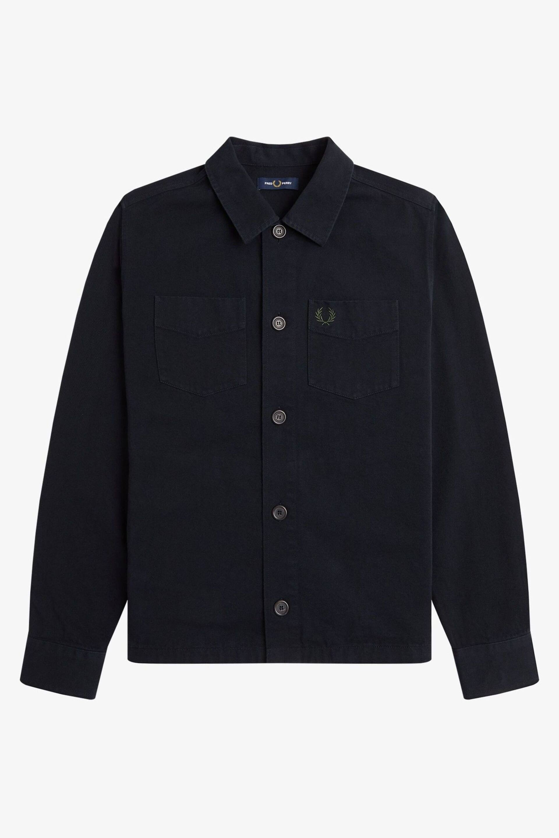 Fred Perry Black Twill Shacket Overshirt - Image 7 of 9