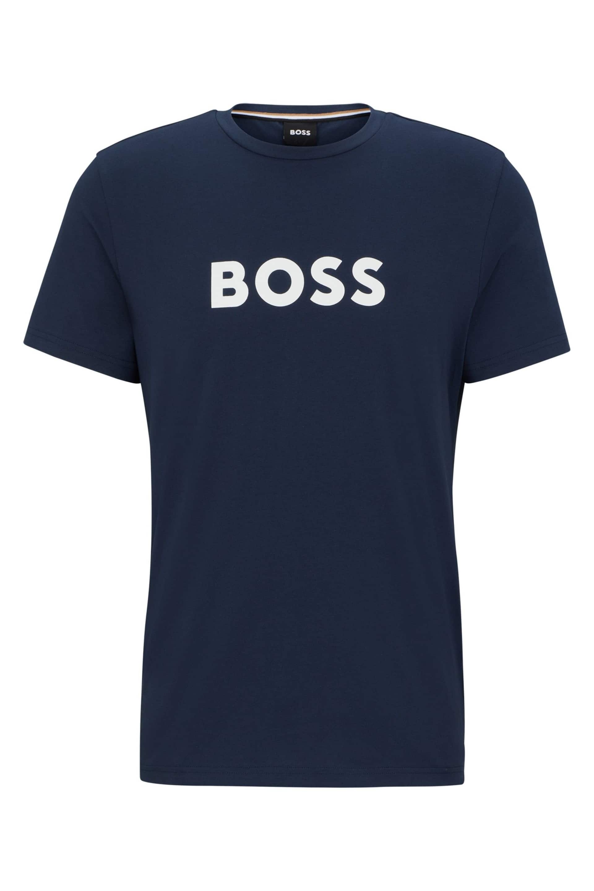 BOSS Dark Blue Large Chest Logo T-Shirt - Image 5 of 5