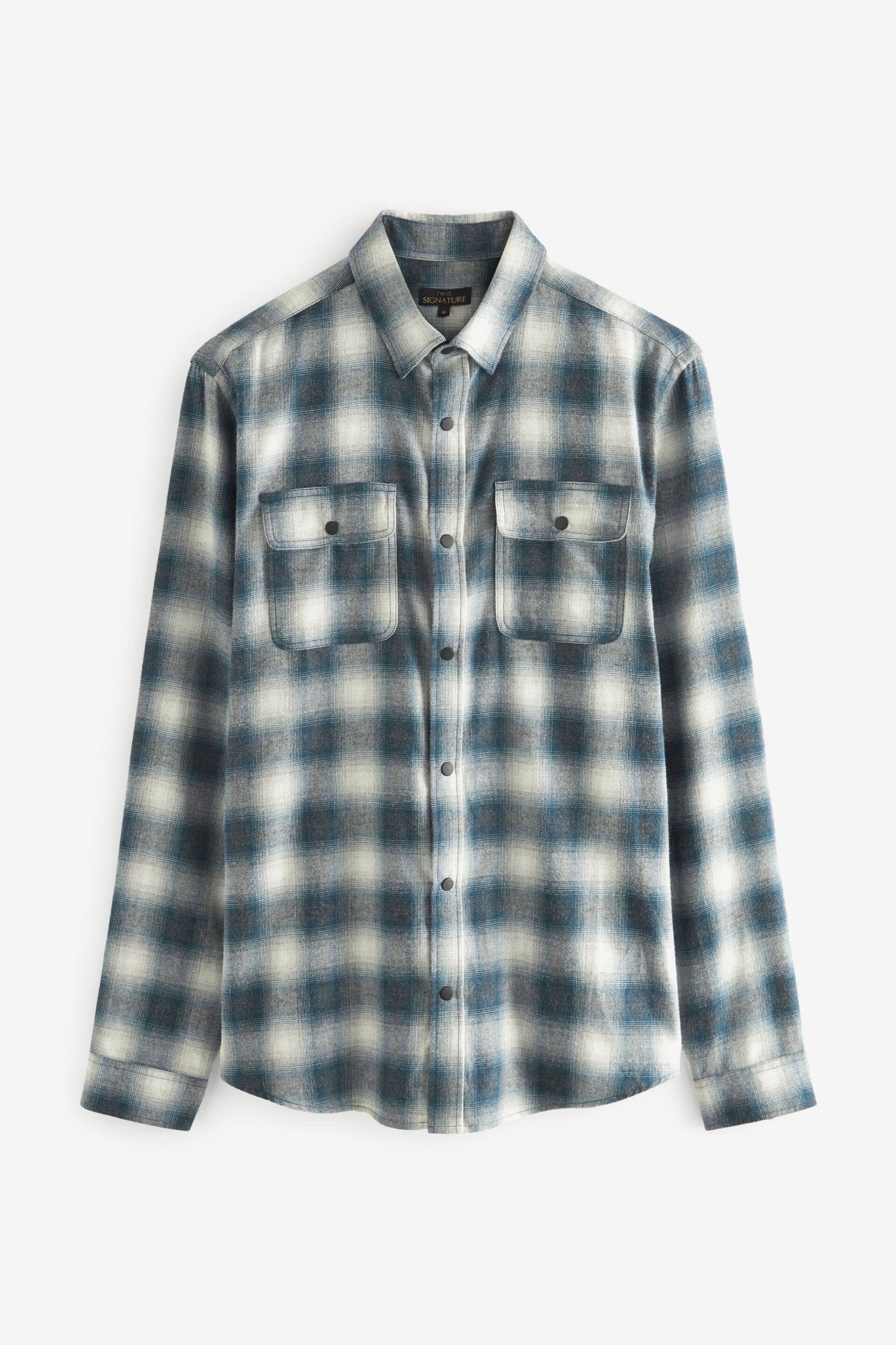 Grey/White Signature Brushed Flannel Check Shirt - Image 6 of 8