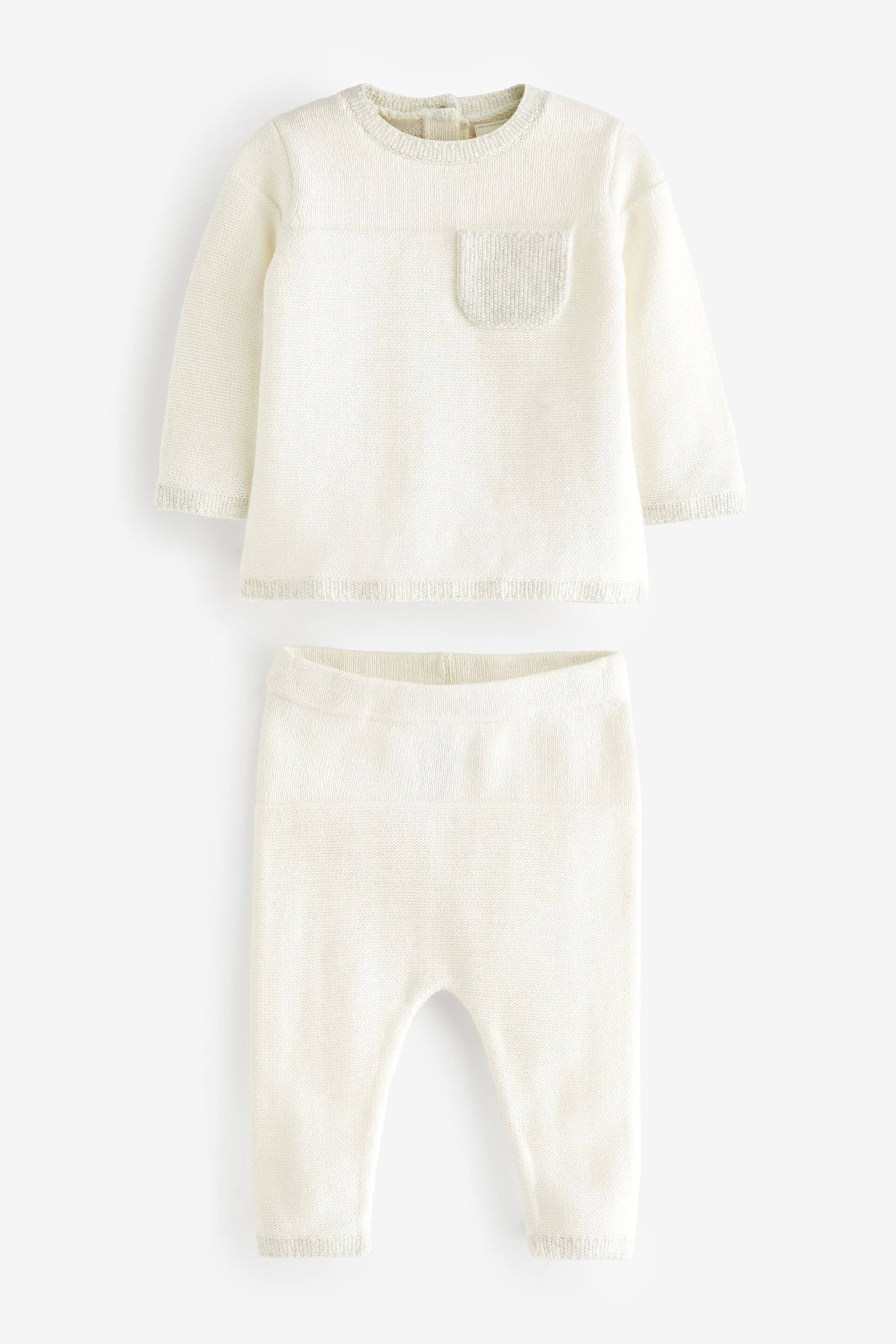 White Knitted Baby Jumper & Legging Set (0mths-2yrs) - Image 4 of 6