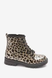 Leopard Print Standard Fit (F) Warm Lined Lace-Up Boots - Image 2 of 11