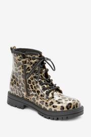 Leopard Print Standard Fit (F) Warm Lined Lace-Up Boots - Image 4 of 11