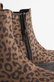 Tan Brown Animal Print Chunky Chelsea Boots - Image 4 of 7