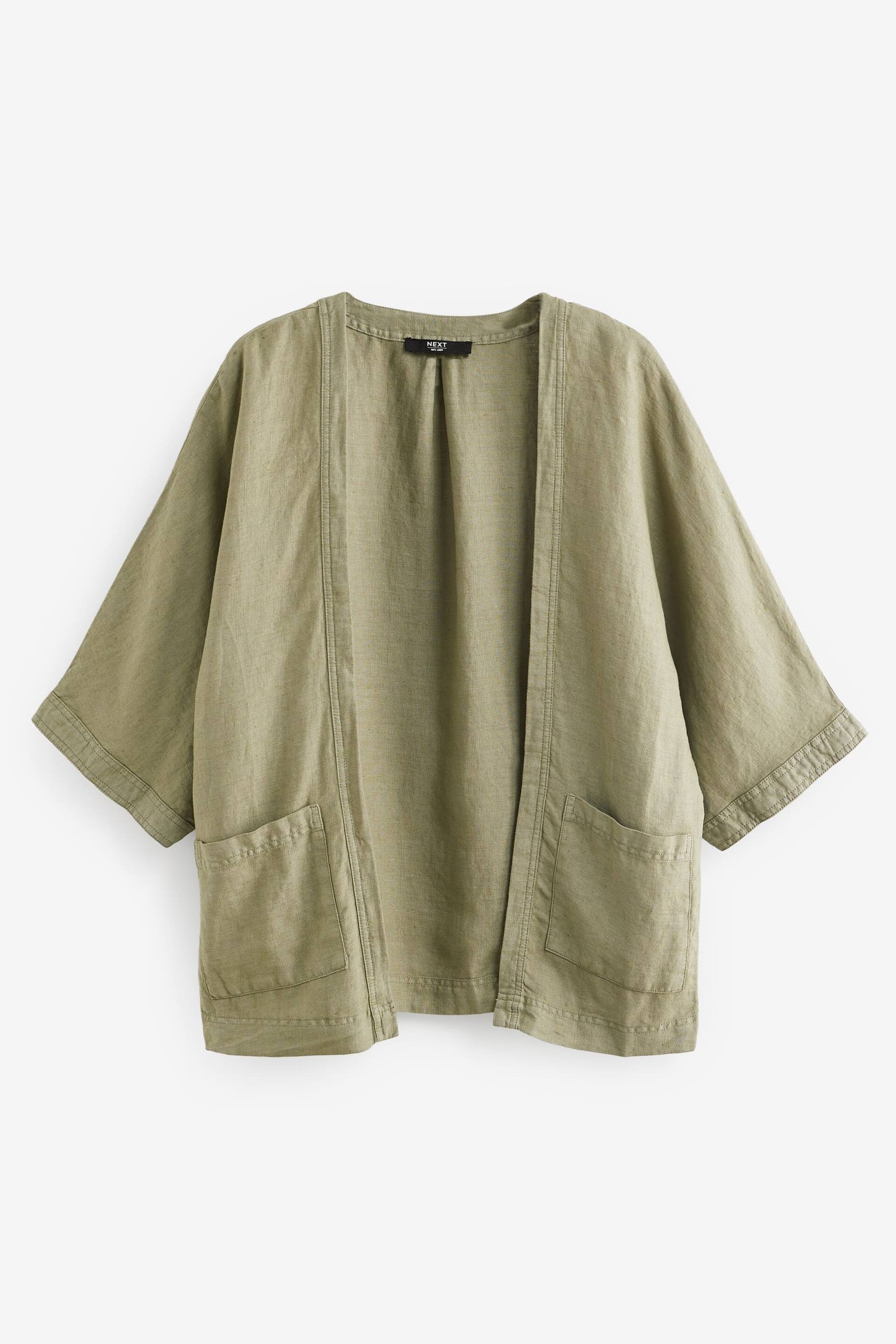 Khaki Green 100% Linen Jacket - Image 8 of 8