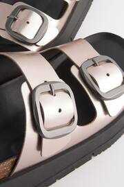Pewter Silver Forever Comfort® Leather Double Buckle Flatform Sandals - Image 7 of 7