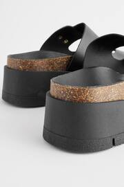 Black Forever Comfort® Leather Double Buckle Flatform Sandals - Image 7 of 8