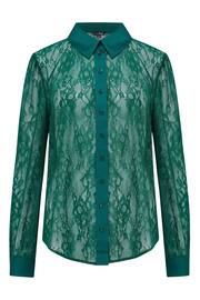 Pour Moi Green Forest Clara Lace Button Front Long Sleeve Shirt - Image 3 of 4