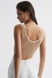 Reiss Camel/Ivory Marion Cropped Sweetheart Neckline Top - Image 5 of 5