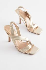 Gold Signature Leather Asymmetric Sandals - Image 5 of 9