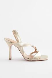 Gold Signature Leather Asymmetric Sandals - Image 6 of 9
