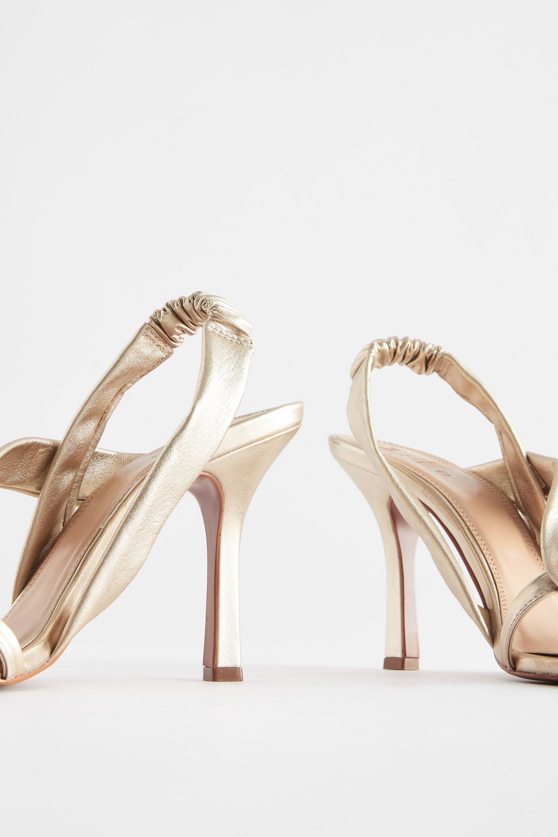 Gold Signature Leather Asymmetric Sandals - Image 7 of 9