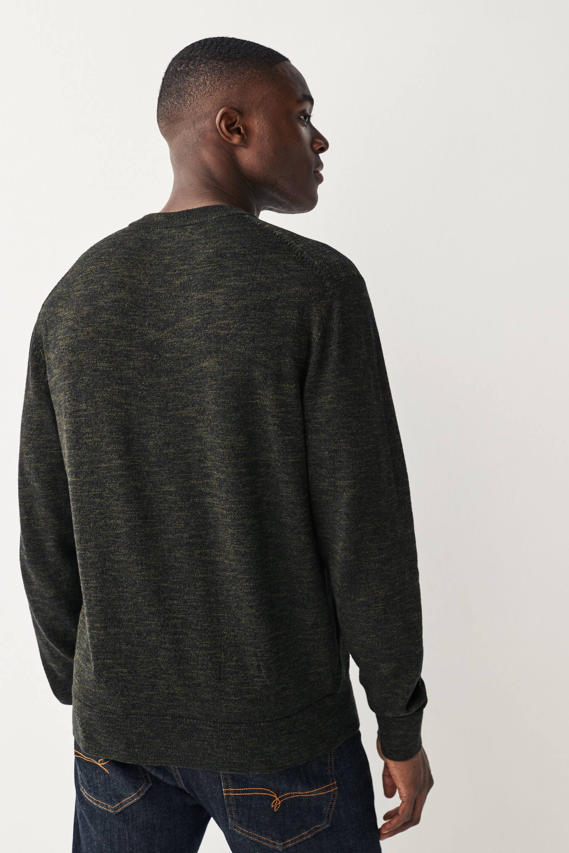 Green Knitted Regular Marl Textured Crew Jumper - Image 3 of 7