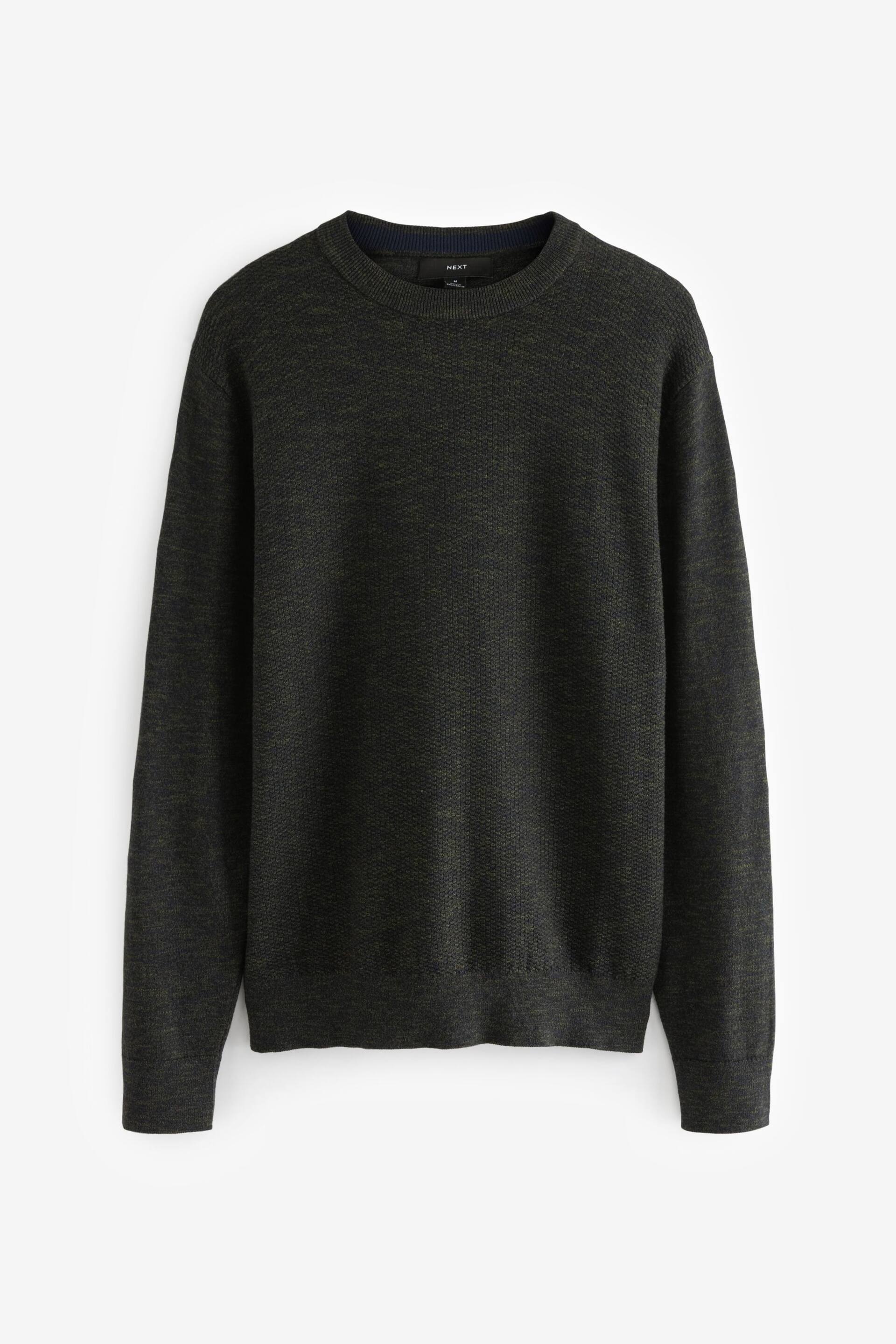 Green Knitted Regular Marl Textured Crew Jumper - Image 5 of 7