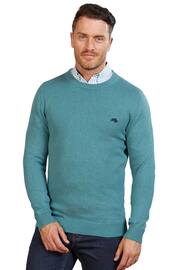 Raging Bull Green Organic Crew Neck Knit Jumper - Image 1 of 6