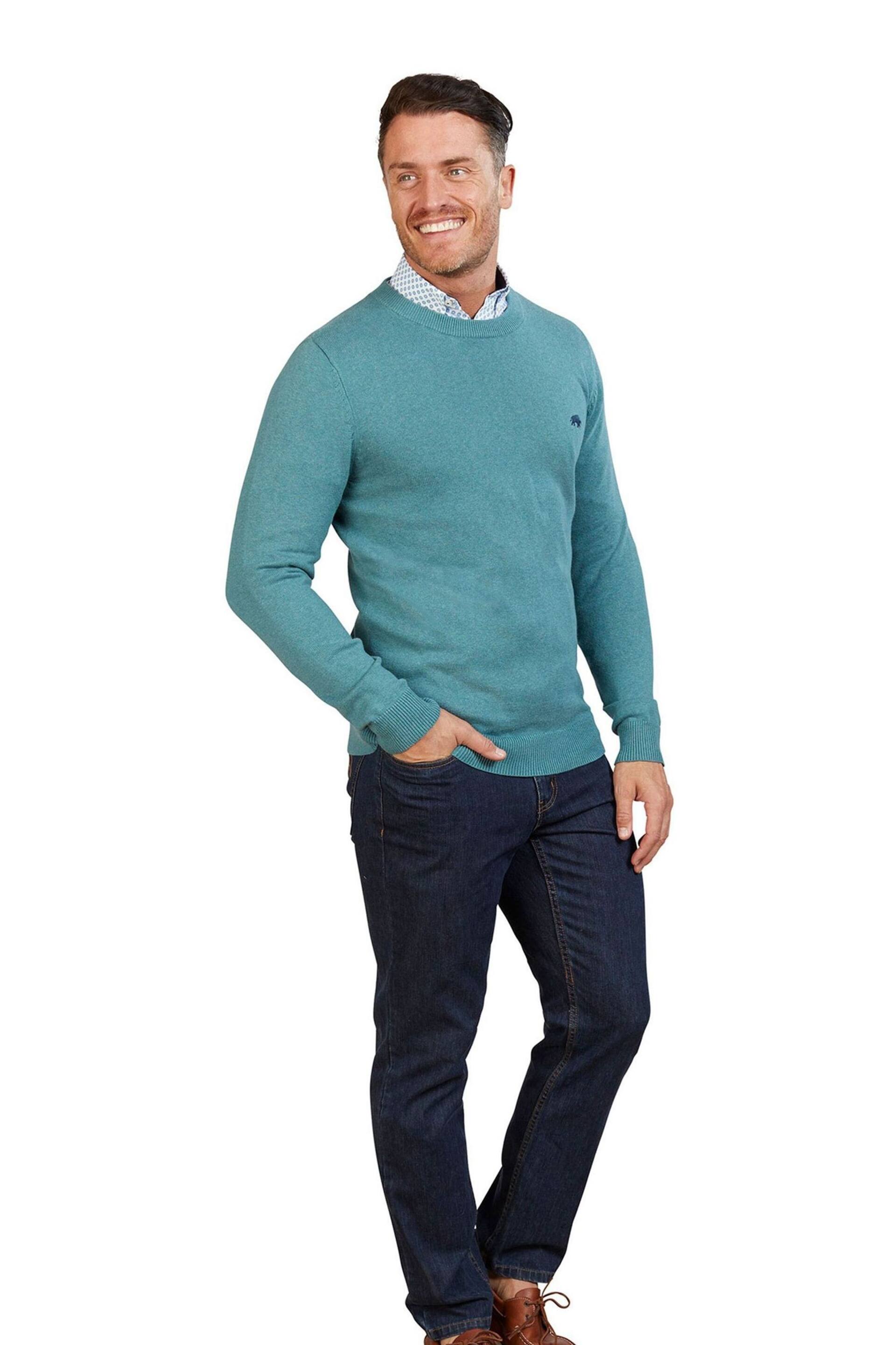 Raging Bull Green Organic Crew Neck Knit Jumper - Image 3 of 6