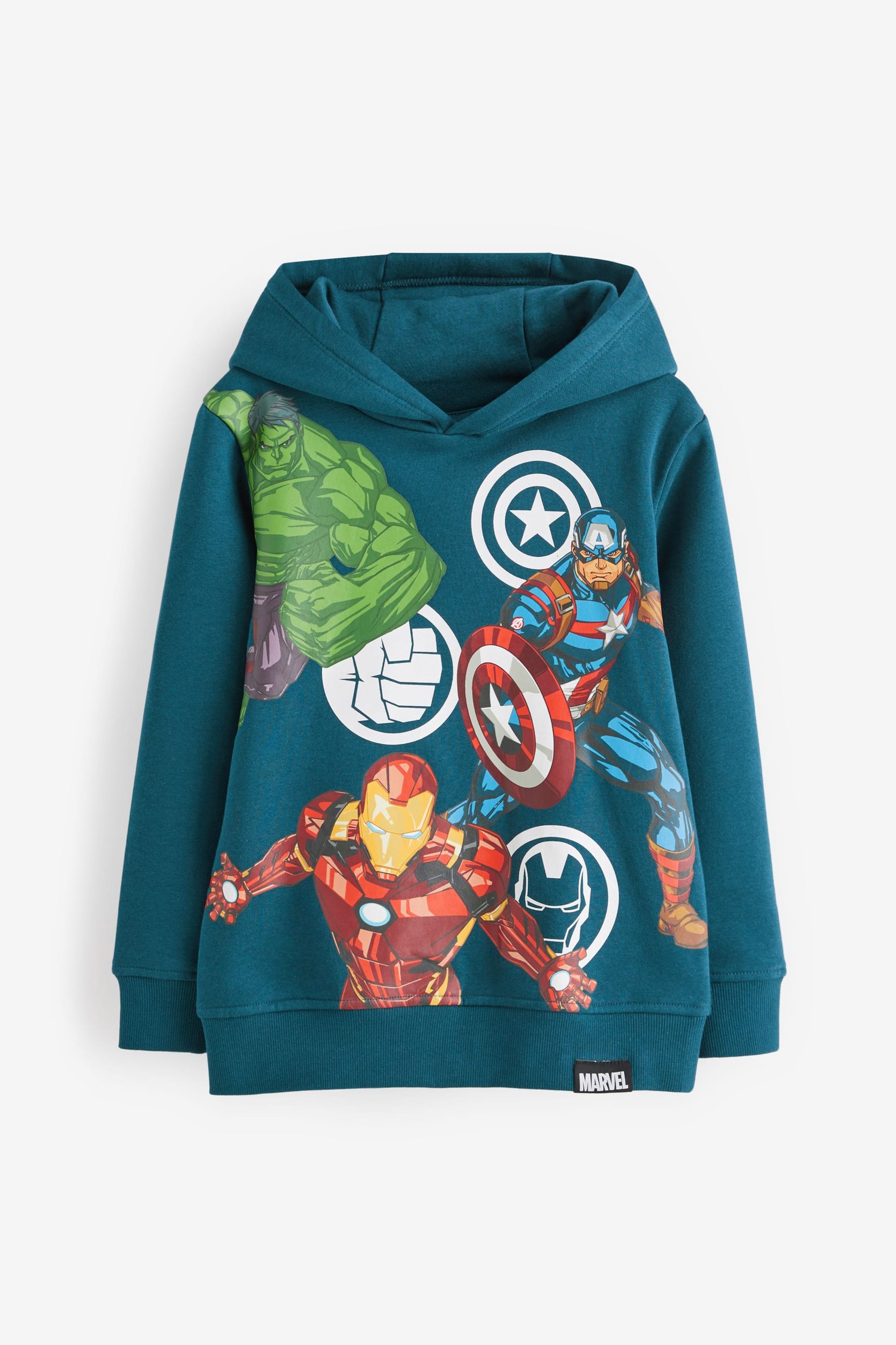 Teal Blue Marvel Graphic License Hoodie (3-16yrs) - Image 1 of 3