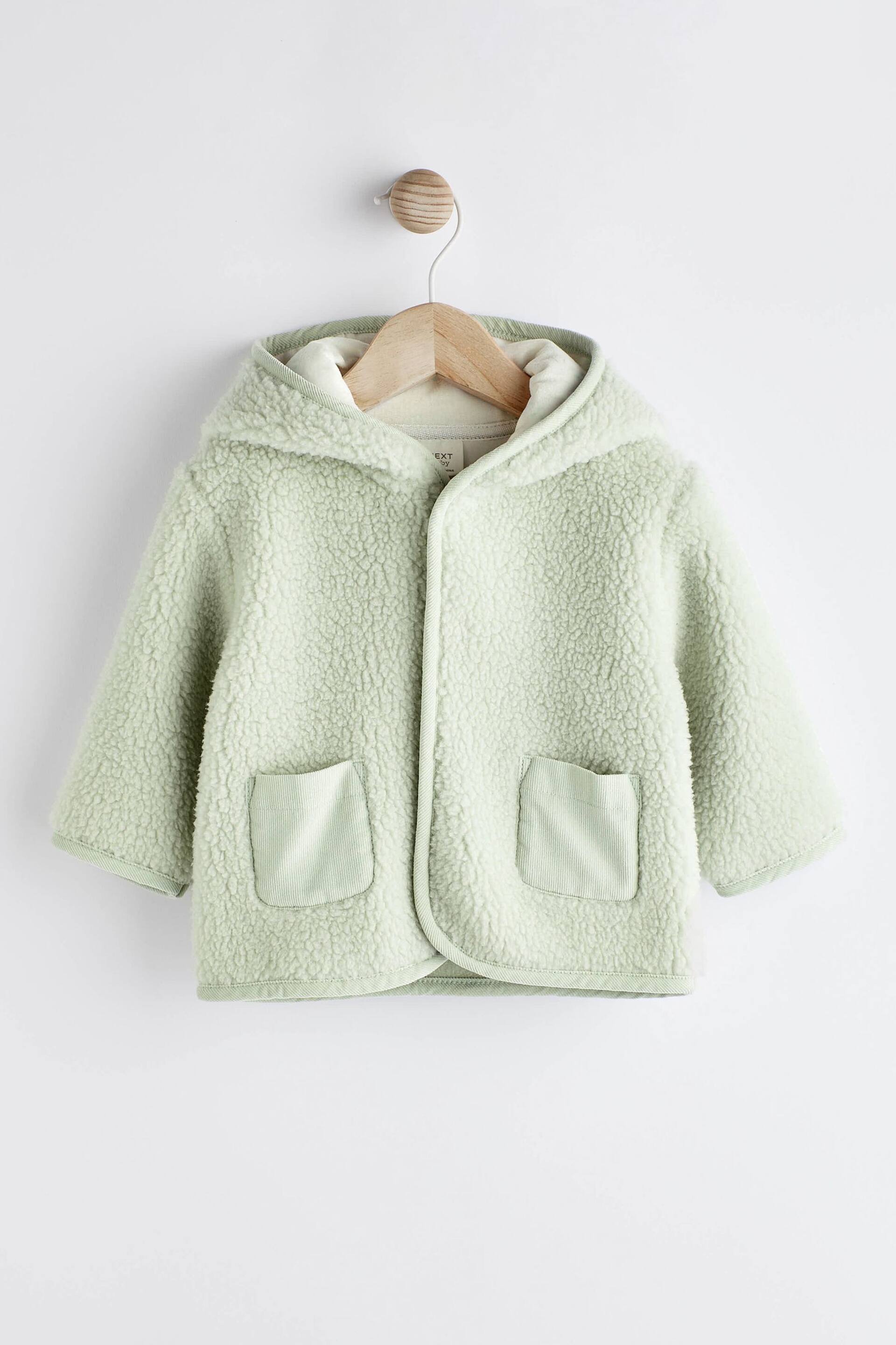 Mint Green Teddy Baby Cosy Fleece Borg Jacket - Image 1 of 6